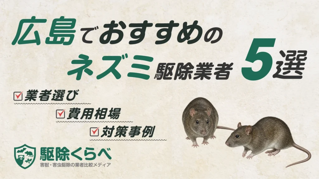 広島でおすすめのネズミ駆除業者5選｜費用相場と業者選びのポイント