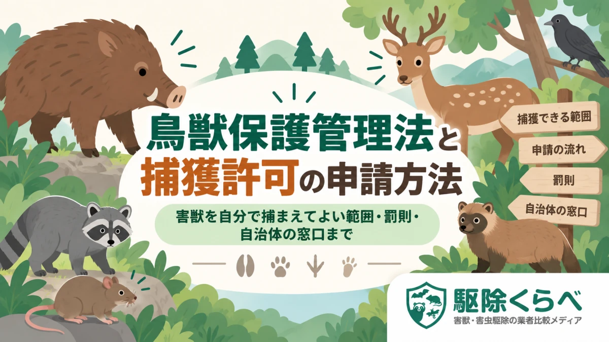 鳥獣保護管理法と捕獲許可の申請方法｜害獣を自分で捕まえてよい範囲・罰則・自治体の窓口まで