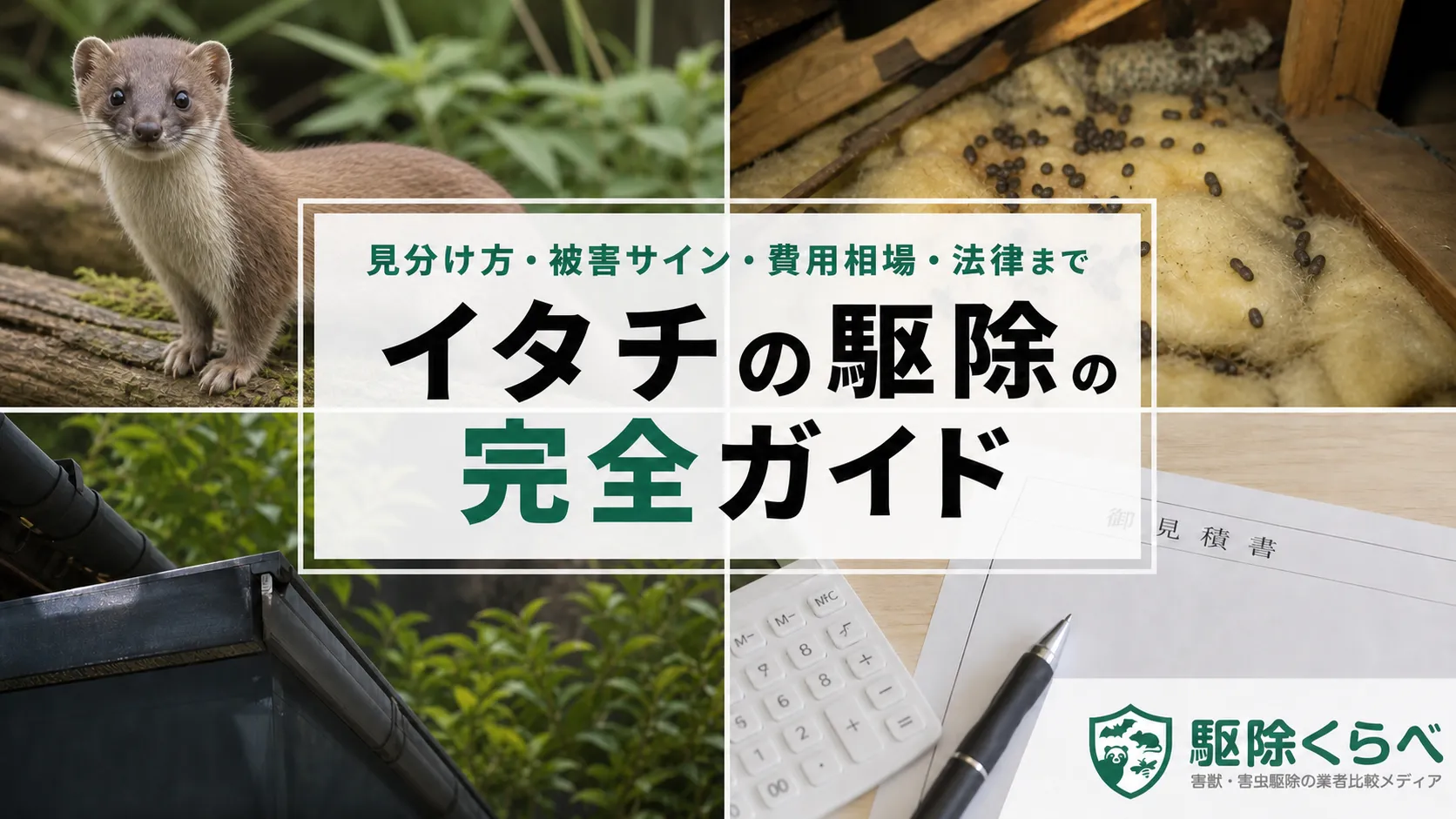 イタチ駆除の完全ガイド|見分け方・侵入口・悪臭対策・法律(メスは捕獲禁止)・費用相場まで