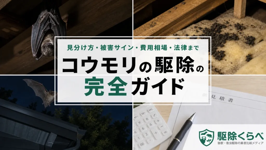 コウモリ駆除の完全ガイド|見分け方・侵入口・追い出しの時期・費用相場・法律まで