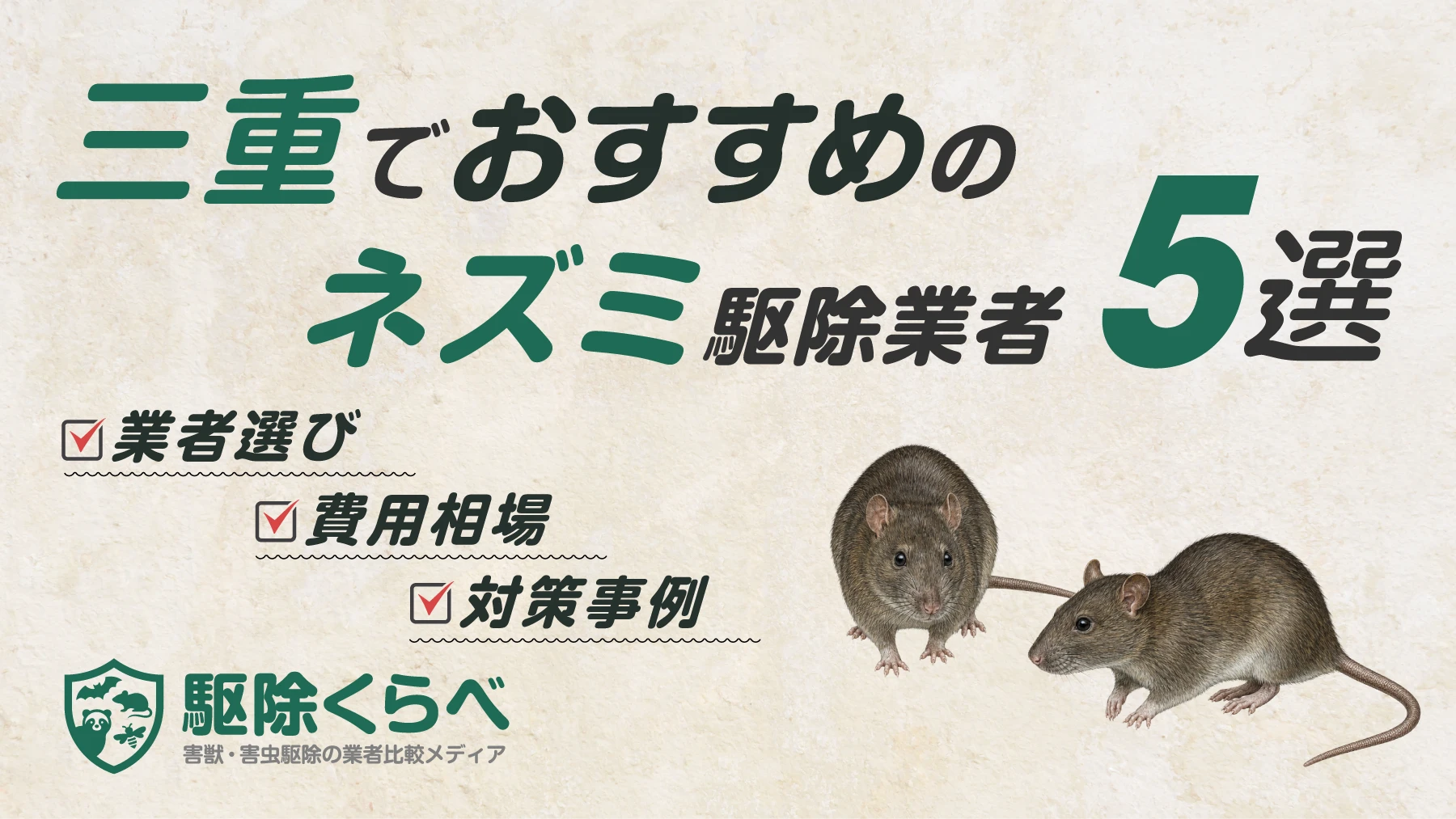 三重でおすすめのネズミ駆除業者5選｜費用相場と業者選びのポイント